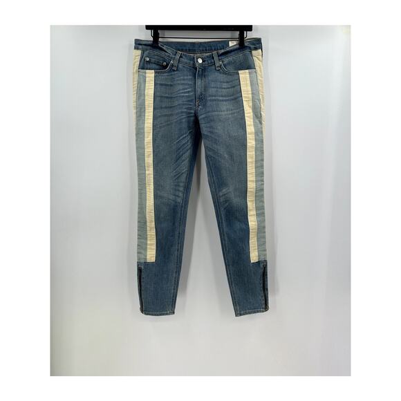 rag & bone The Skinny Racer Relay jeans stripe slim zipper ankle low rise 30 - Picture 2 of 10
